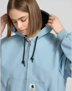 Sweatjacke mit Kapuze und Känguru-Tasche Hellblau