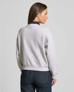 Sweatjacke mit Label-Print und Knopfleiste Hellgrau