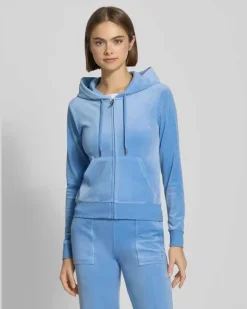 Sweatjacke mit Logo-Stitching Modell 'ROBERTSON Hellblau