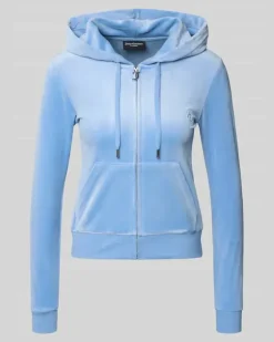 Sweatjacke mit Logo-Stitching Modell 'ROBERTSON Hellblau
