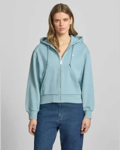 Sweatjacke mit Logo-Stitching Modell 'Casey Hellblau