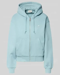 Sweatjacke mit Logo-Stitching Modell 'Casey Hellblau