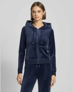 Sweatjacke mit Logo-Stitching Modell 'ROBERTSON Dunkelblau