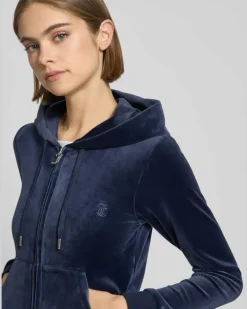 Sweatjacke mit Logo-Stitching Modell 'ROBERTSON Dunkelblau