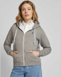 Sweatjacke mit Logo-Stitching Mittelgrau