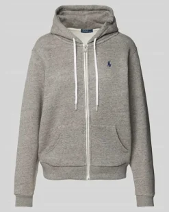 Sweatjacke mit Logo-Stitching Mittelgrau