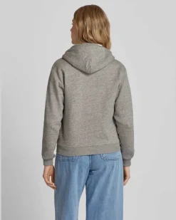 Sweatjacke mit Logo-Stitching Mittelgrau