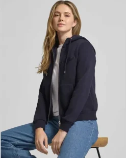 Sweatjacke mit Zweiwege-Reißverschluss und Label-Stitching Marine