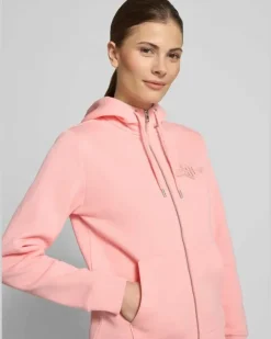Sweatjacke mit Zweiwege-Reißverschluss und Label-Stitching Hellrosa