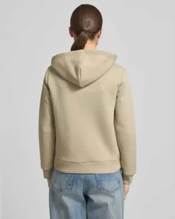 Sweatjacke mit Zweiwege-Reißverschluss und Label-Stitching Sand