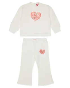 Sweat-Set mit Grafikdruck - Latzhosen - Damen - Weiss