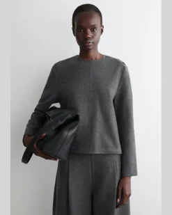 Sweatshirt Aus Kochwolle Mit Knopfdetails Grau