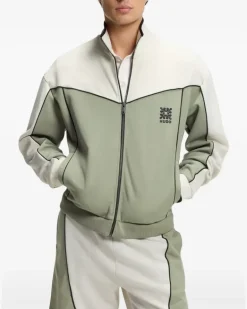 Sweatshirtjacke in Colour-Block-Optik - Grün