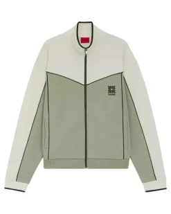 Sweatshirtjacke in Colour-Block-Optik - Grün
