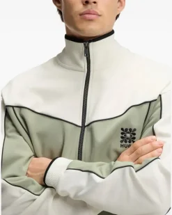 Sweatshirtjacke in Colour-Block-Optik - Grün
