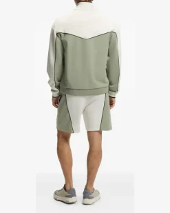 Sweatshirtjacke in Colour-Block-Optik - Grün