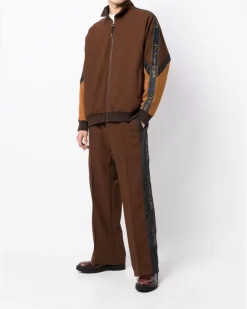 Sweatshirtjacke in Colour-Block-Optik - Braun