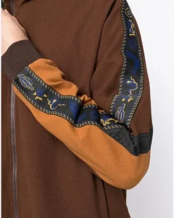Sweatshirtjacke in Colour-Block-Optik - Braun