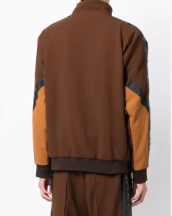 Sweatshirtjacke in Colour-Block-Optik - Braun