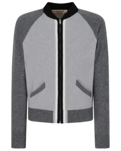Sweatshirtjacke mit geripptem Einsatz - Grau