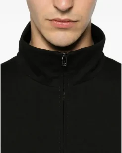 Sweatshirtjacke mit geripptem Saum - Schwarz