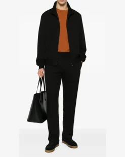 Sweatshirtjacke mit geripptem Saum - Schwarz