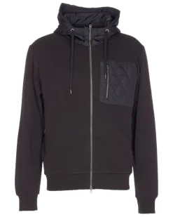 Sweatshirtjacke mit gestepptem Einsatz - Schwarz