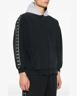 Sweatshirtjacke mit Kapuze - Schwarz