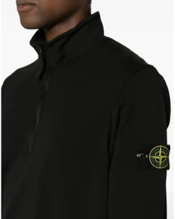 Sweatshirtjacke mit Kompass-Patch - Schwarz