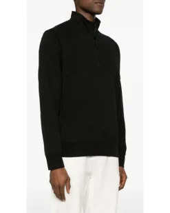 Sweatshirtjacke mit Kompass-Patch - Schwarz
