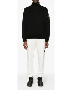 Sweatshirtjacke mit Kompass-Patch - Schwarz