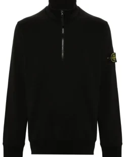 Sweatshirtjacke mit Kompass-Patch - Schwarz