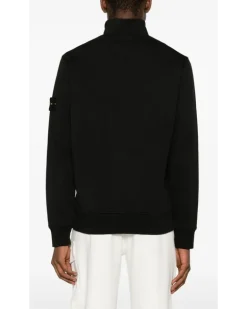 Sweatshirtjacke mit Kompass-Patch - Schwarz