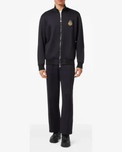 Sweatshirtjacke mit Logo-Patch - Schwarz