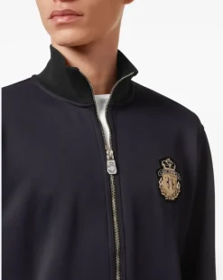 Sweatshirtjacke mit Logo-Patch - Schwarz