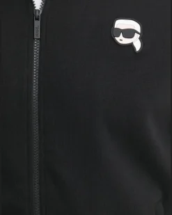 Sweatshirtjacke mit Logo-Patch - Schwarz