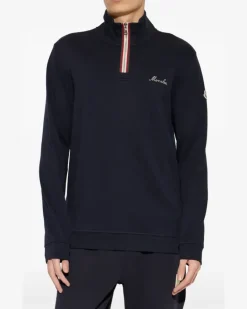 Sweatshirtjacke mit Logo-Patch - Blau