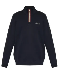 Sweatshirtjacke mit Logo-Patch - Blau