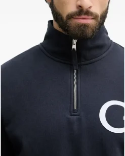 Sweatshirtjacke mit Logo-Patch - Blau