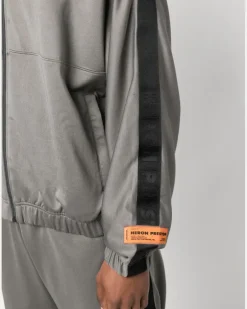 Sweatshirtjacke mit Logo-Patch - Grau