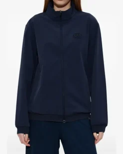 Sweatshirtjacke mit Logo-Patch - Blau