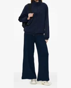 Sweatshirtjacke mit Logo-Patch - Blau