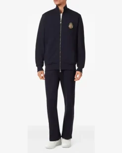 Sweatshirtjacke mit Logo-Patch - Blau