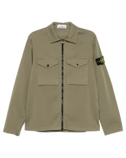 Sweatshirtjacke mit Logo-Patch - Grün