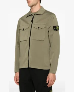 Sweatshirtjacke mit Logo-Patch - Grün