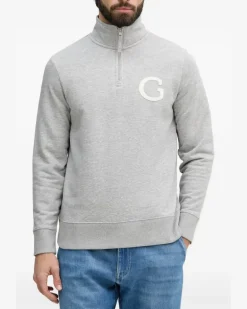 Sweatshirtjacke mit Logo-Patch - Grau