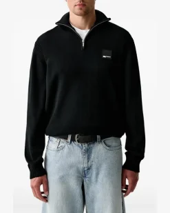 Sweatshirtjacke mit Logo-Patch - Schwarz
