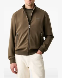 Sweatshirtjacke mit Logo-Schild - Grün