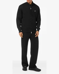 Sweatshirtjacke mit Logo-Schild - Schwarz