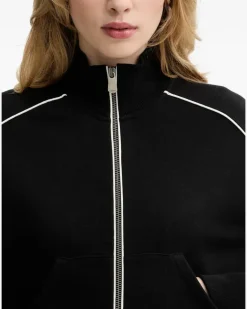 Sweatshirtjacke mit Logo-Stickerei - Schwarz